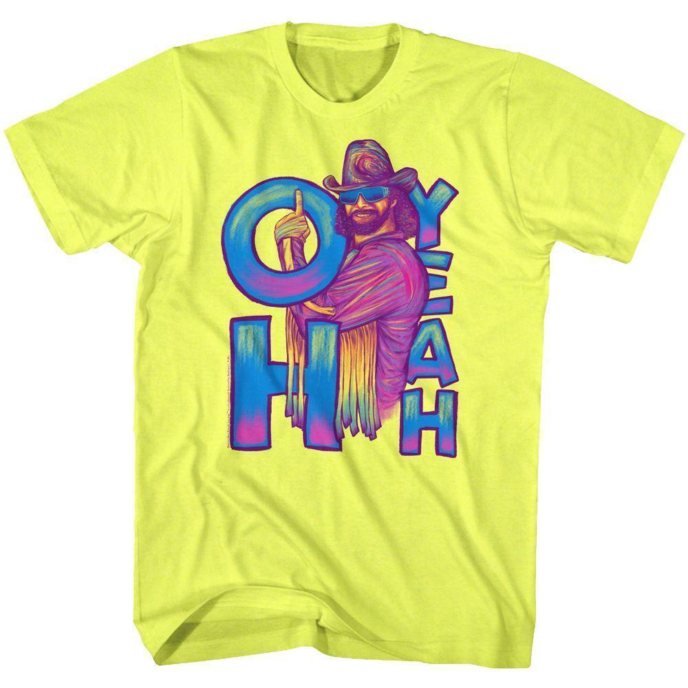 Macho Man Oh Yeah Neon Yellow Heather Adult T Shirt